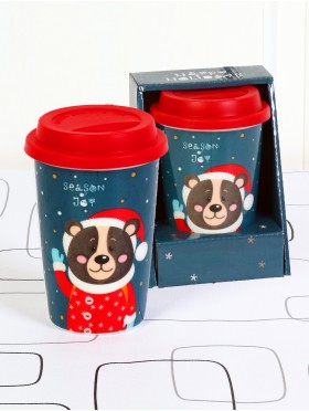 Holiday Animal Print Mug W/ lid